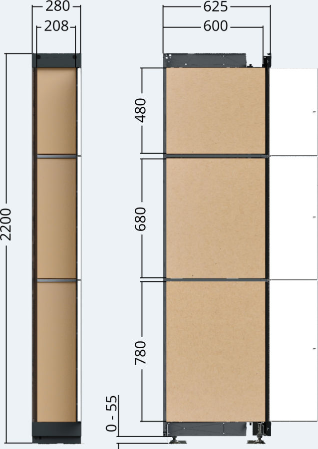 Zeichnung - Außenspindeinheit der Paketausgabestation