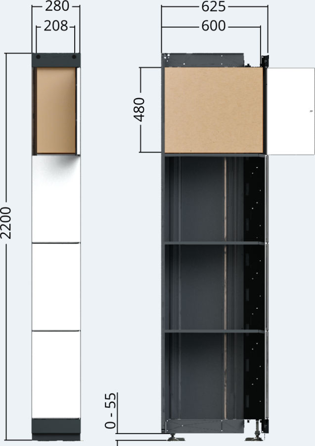 Zeichnung - Außenspindeinheit der Paketausgabestation