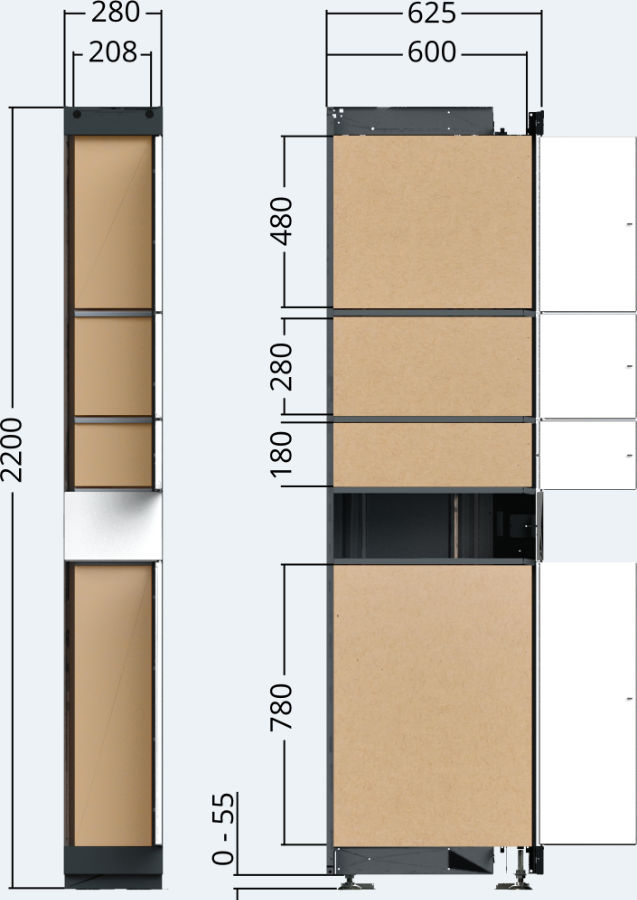 Zeichnung - Außenspindeinheit der Paketausgabestation