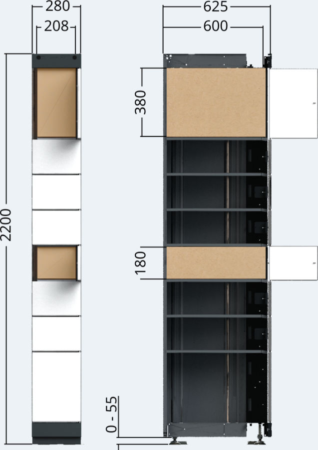 Zeichnung - Außenspindeinheit der Paketausgabestation