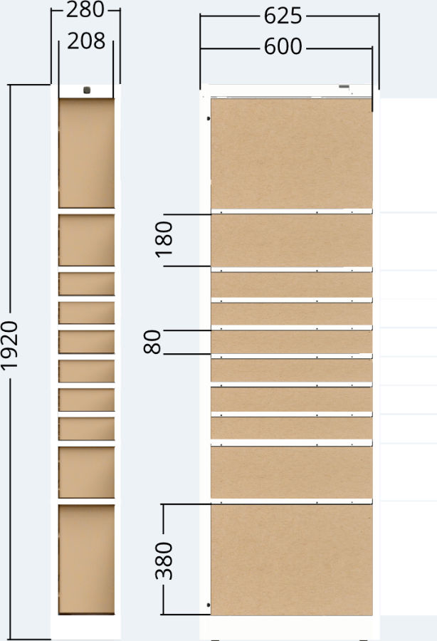 Boxeinheit für Packstation für Außenbereich, 10x Türen