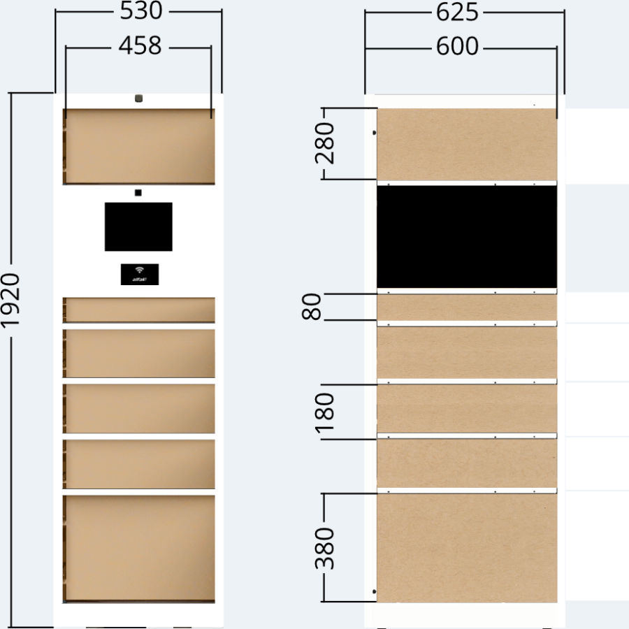 Terminal-Boxeinheit für Packstation für Außenbereich, 6x Türen