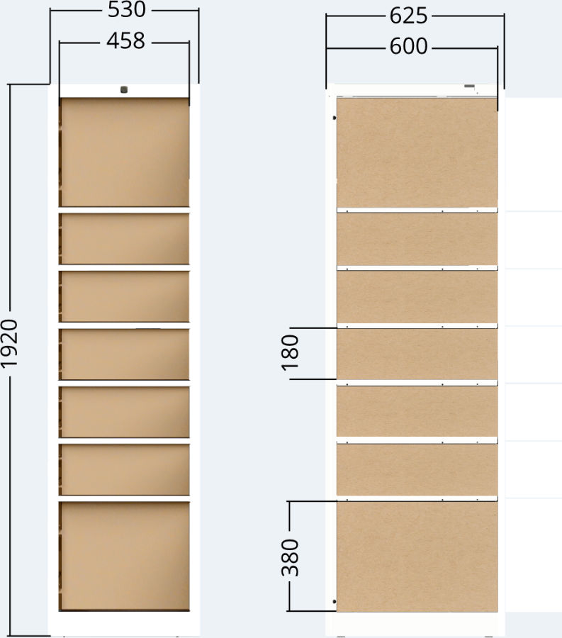 Boxeinheit für Packstation für Außenbereich, 7x Türen