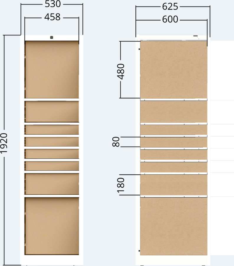 Boxeinheit für Packstation für Außenbereich, 8x Türen