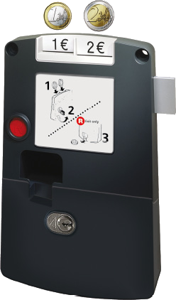 Münzbezahlschloss SAFE-O-MAT Twin Coin, Zahlung mit zwei Münzen