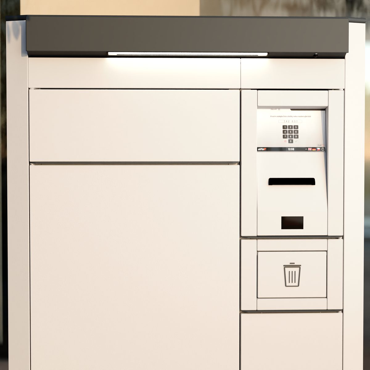 Das intuitive Terminal der alfaBOX Drop mit Touchscreen sowie 2D- und QR-Code-Scanner ermöglicht eine schnelle und komfortable Paketaufgabe.