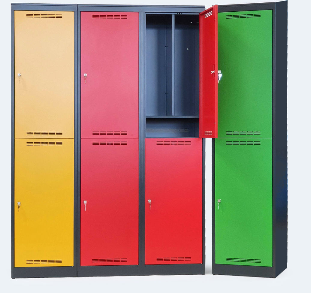 Metallspinde für Kaufland mit offener verstärkter Tür gelb, rot und grün