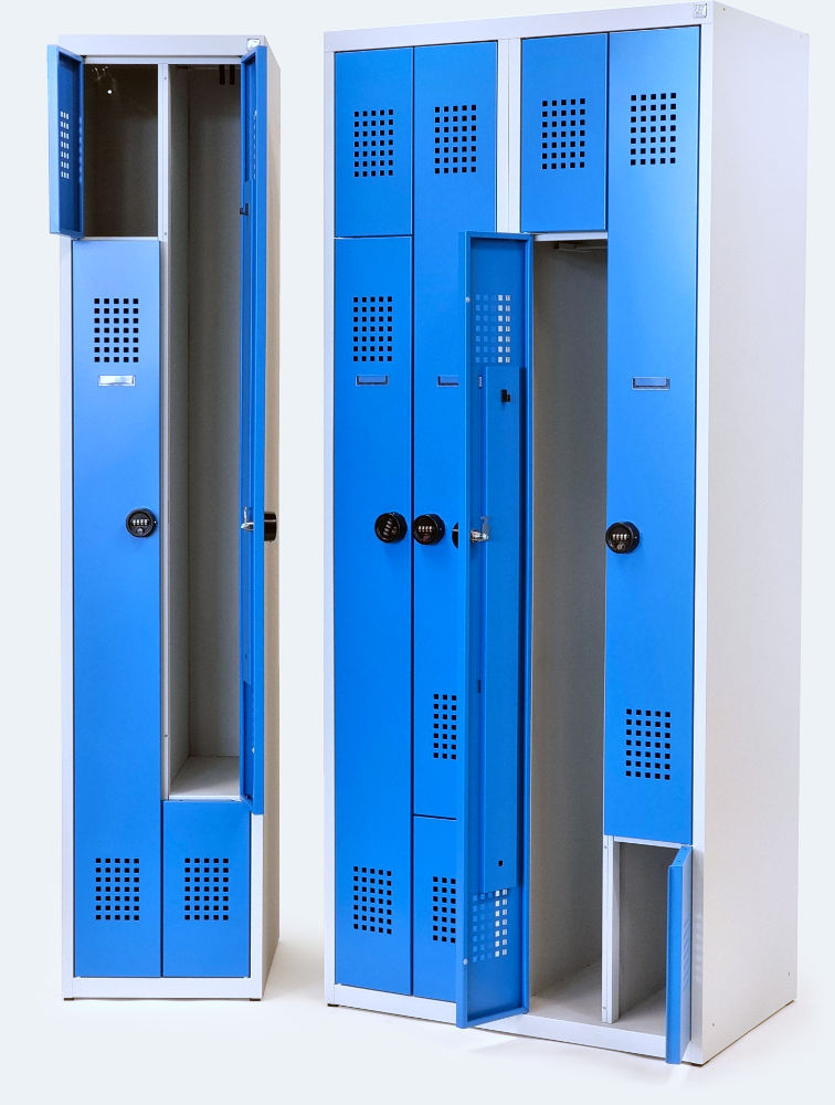 Metallschränke mit Z-förmigen Türen, die den Anforderungen von ČSN 73 4108 entsprechen