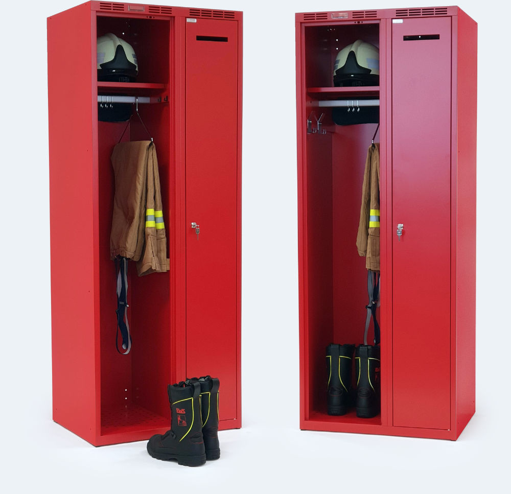 Die beliebteste Garderobe für Feuerwehrleute mit Stauraum für Einsatz- und Zivilkleidung