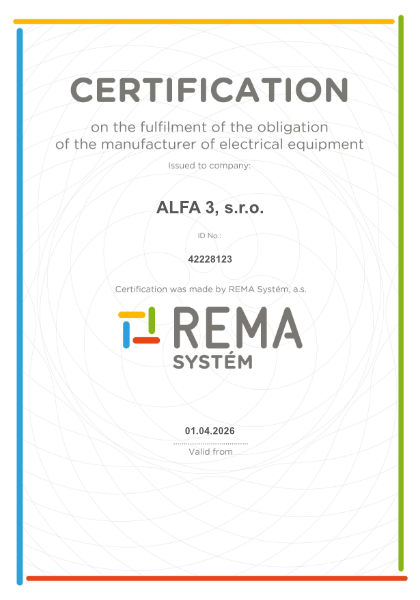 Certification on the fulfilment of the obligation of manufacturer of electrical equipment