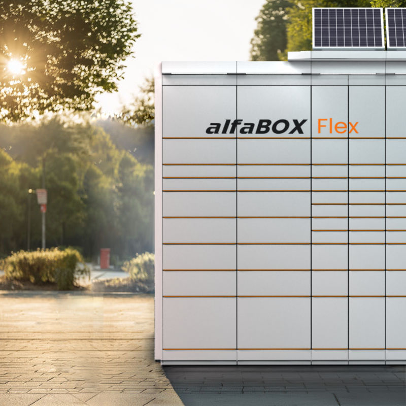 Ein autonomer, solarbetriebener Ausgabeschrank – das ist der alfaBOX Flex