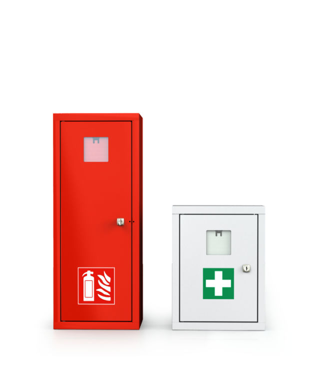 Schränke für Feuerlöscher, Erste-Hilfe-Kästen