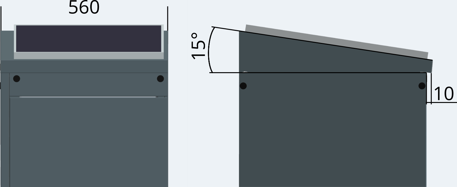 Abgeschrägter Deckel mit einem Solarmodul für Packstationen 560 für Außenbereich