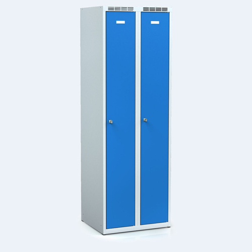 Kleiderschränke ALDOP 1800 x 600 x 500 - Kleiderspind aus Metall, grau-blau, 2x doppelwandige Türen