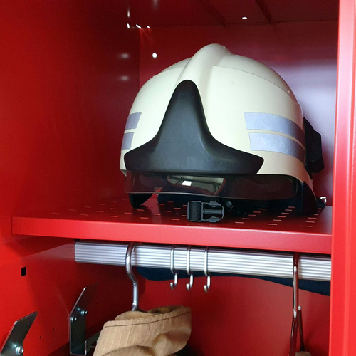Garderobe für Feuerwehrleute 2020 x 400 x 500 - Perforiertes Ablagefach für Feuerwehrhelme