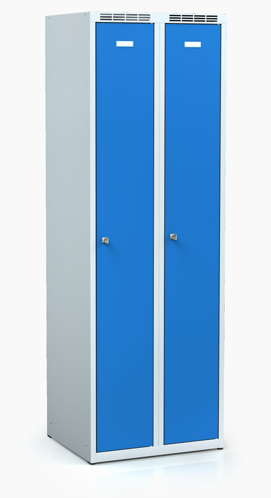Kleiderschränke ALDOP 1800 x 600 x 500 - Kleiderspind aus Metall, grau-blau, 2x doppelwandige Türen