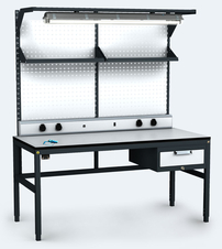 ESD - ALGERS Werkbank 1885 - 2125 x 1600 x 700 mm - container - perfo - fach - licht