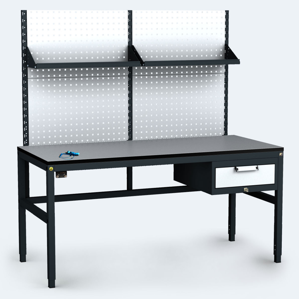 ESD - ALGERS Workbench - 1665 - 1905 x 1600 x 700 mm -container - perfo - fach