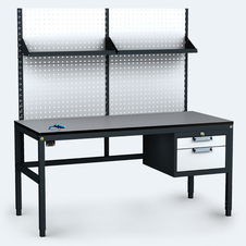 ESD - ALGERS Workbench - 1665 - 1905 x 1600 x 700 mm -container - perfo - fach