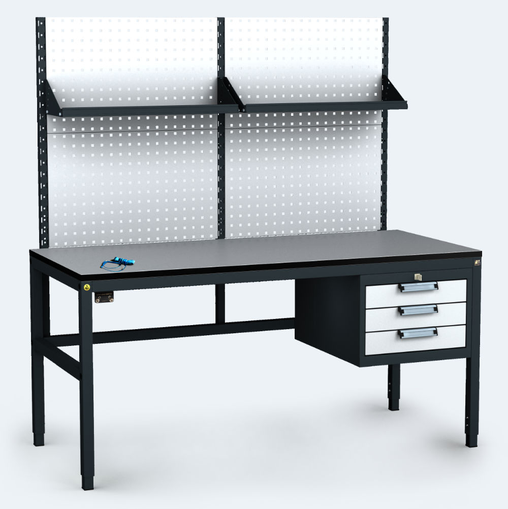 ALGERS Workbench - 1665 - 1905 x 1600 x 700 mm -container - perfo - fach