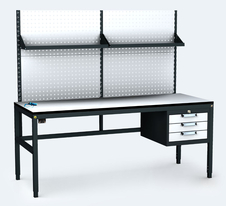 ESD - ALGERS Workbench - 1665 - 1905 x 1600 x 700 mm -container - perfo - fach