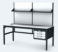 ESD - ALGERS Workbench - 1665 - 1905 x 1600 x 700 mm -container - perfo - fach