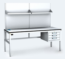 ESD - ALGERS Workbench - 1665 - 1905 x 1600 x 700 mm -container - perfo - fach
