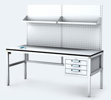 ESD - ALGERS Workbench - 1665 - 1905 x 1600 x 700 mm -container - perfo - fach