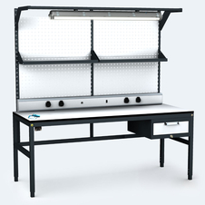 ESD - ALGERS Werkbank 1885 - 2125 x 1600 x 700 mm - container - perfo - fach - licht