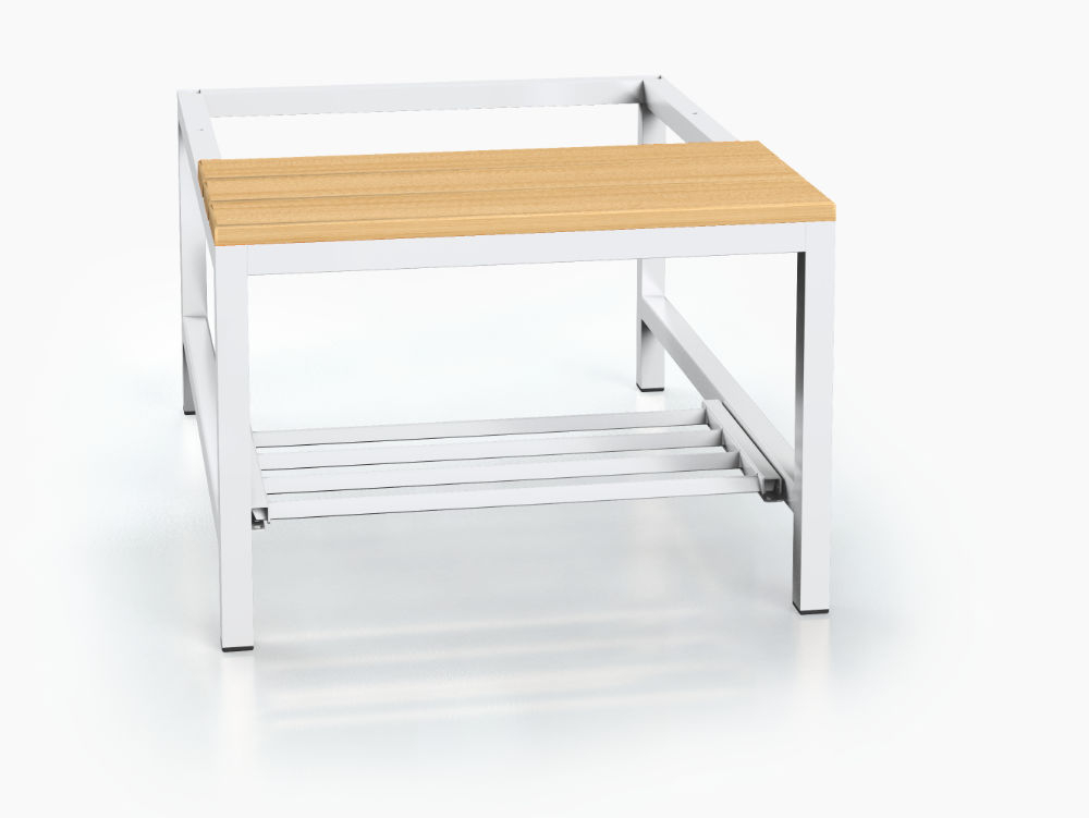Vorbänk mit Buchenlatten - mit kippbarem Rost 375 x 700 x 800