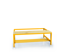 Vorbänk mit Fichtenlatten - mit kippbarem Rost 375 x 1050 x 800