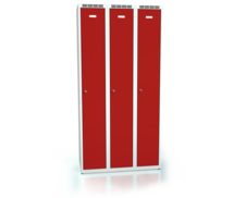 Kleiderschrank ALDOP 1800 x 900 x 500 - Dreitüriger Metallkleiderspind, grau-rot, doppelwandige Tür