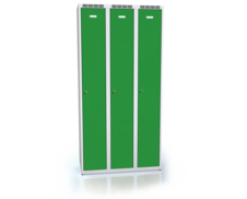 Kleiderschrank ALDOP 1800 x 900 x 500 - Dreitüriger Metallkleiderspind, grau-grün, doppelwandige Tür