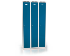 Kleiderschrank ALDOP 1800 x 900 x 500 - Dreitüriger Metallkleiderspind, grau-cyanblau, doppelwandige Tür