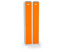 Kleiderschränke ALDOP 1800 x 600 x 500 - Kleiderspind aus Metall, grau-orange, 2x doppelwandige Türen